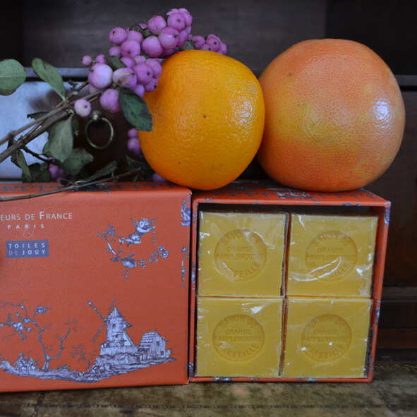 Coffret savons orange pamplemousse et muguet