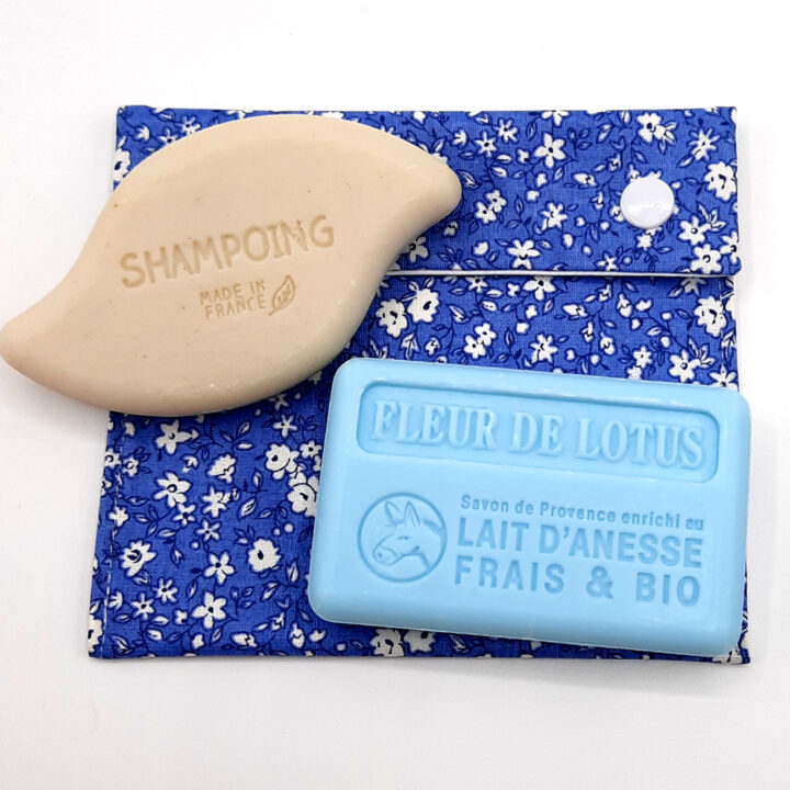 pochette zéro déchet bleue