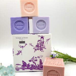 Coffret savonnettes parfumées lavande lilas violette rose